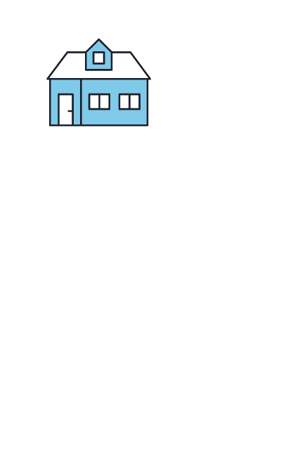 Illustrated image of single family home in blue.