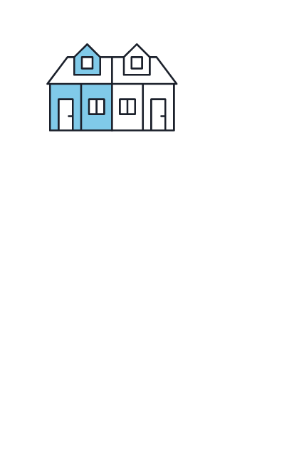 Illustrated image of semi-detached home in blue.